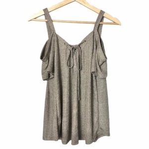 Haute Monde Cold Shoulder Lace Up Top M